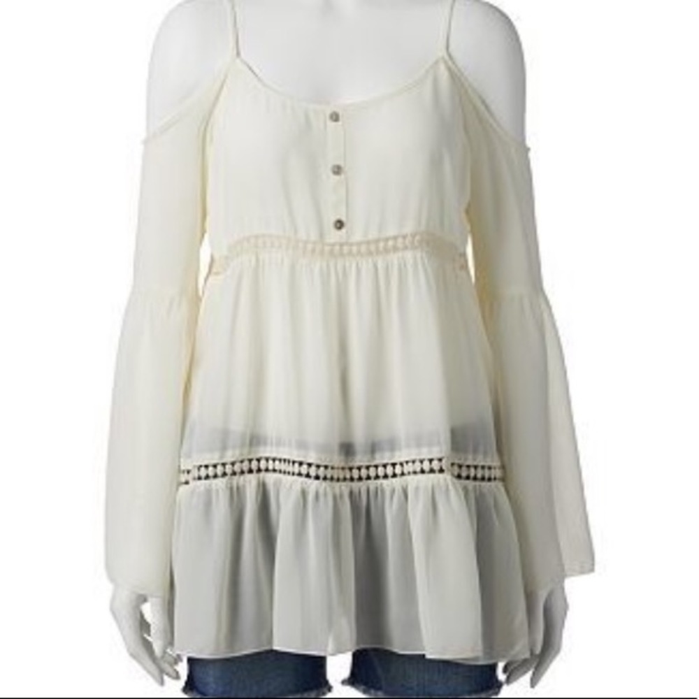 S.O.R.A.D. Cold Shoulder Blouse Size Small